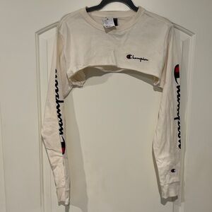 Champion White Long Sleeve Crop Top